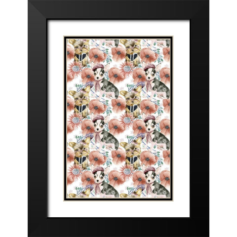 Easter Pups Collection E Black Modern Wood Framed Art Print with Double Matting by Wang, Melissa