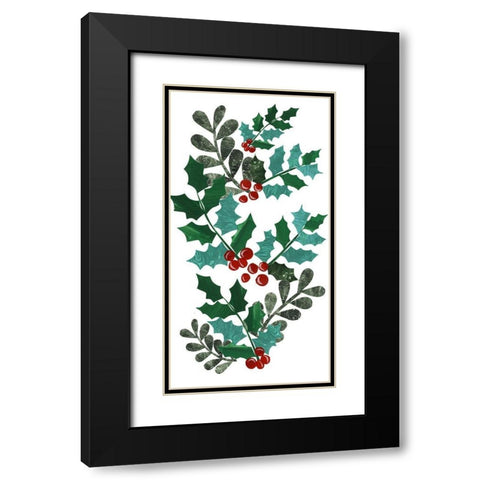 Cut Wreath Christmas Collection B Black Modern Wood Framed Art Print with Double Matting by Moore, Regina