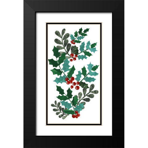 Cut Wreath Christmas Collection B Black Modern Wood Framed Art Print with Double Matting by Moore, Regina