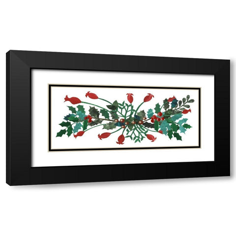 Cut Wreath Christmas Collection D Black Modern Wood Framed Art Print with Double Matting by Moore, Regina