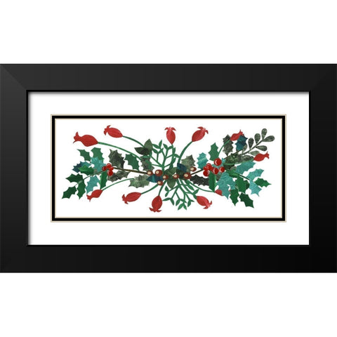 Cut Wreath Christmas Collection D Black Modern Wood Framed Art Print with Double Matting by Moore, Regina