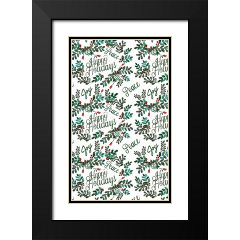 Cut Wreath Christmas Collection E Black Modern Wood Framed Art Print with Double Matting by Moore, Regina