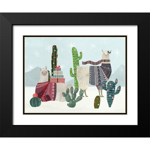 Holiday Llama Collection A Black Modern Wood Framed Art Print with Double Matting by Borges, Victoria