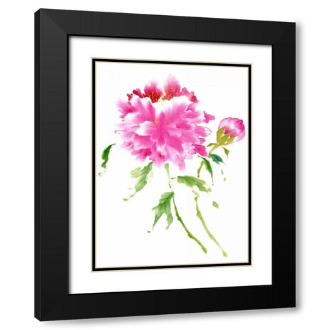 Peonies in Pink I Black Modern Wood Framed Art Print with Double Matting by Parker, Nan Rae