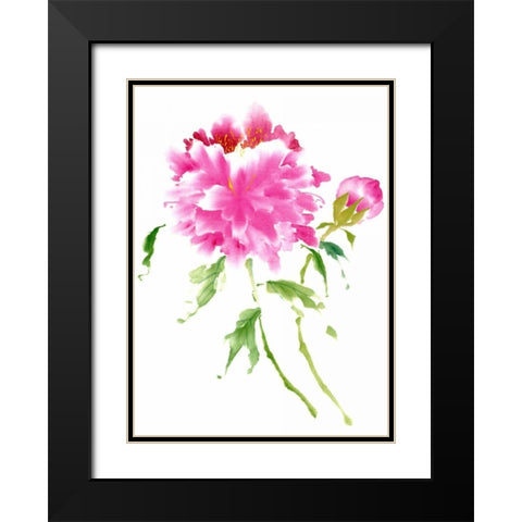 Peonies in Pink I Black Modern Wood Framed Art Print with Double Matting by Parker, Nan Rae