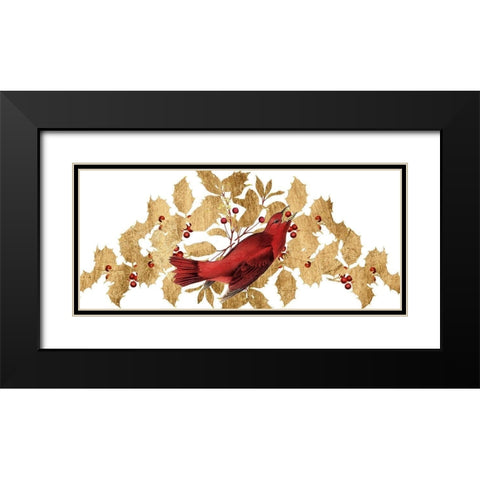 Red Bird Christmas Collection D Black Modern Wood Framed Art Print with Double Matting by Studio W