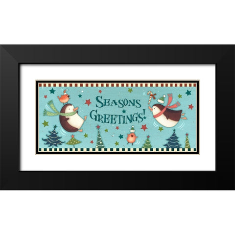 Sledding Snowmen Collection D Black Modern Wood Framed Art Print with Double Matting by Eisner, Viv