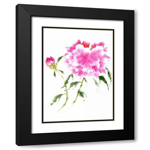 Peonies in Pink II Black Modern Wood Framed Art Print with Double Matting by Parker, Nan Rae