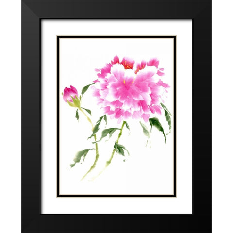 Peonies in Pink II Black Modern Wood Framed Art Print with Double Matting by Parker, Nan Rae