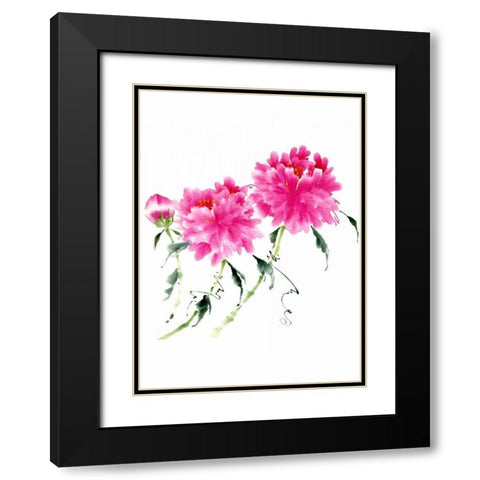Peonies in Pink III Black Modern Wood Framed Art Print with Double Matting by Parker, Nan Rae