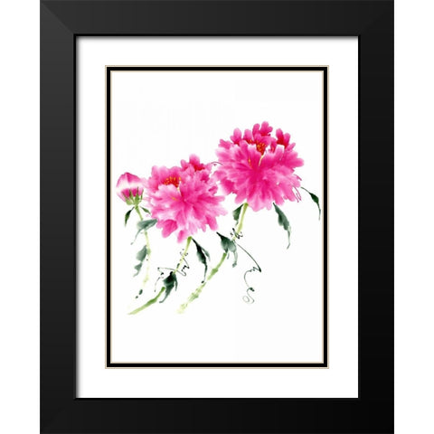 Peonies in Pink III Black Modern Wood Framed Art Print with Double Matting by Parker, Nan Rae