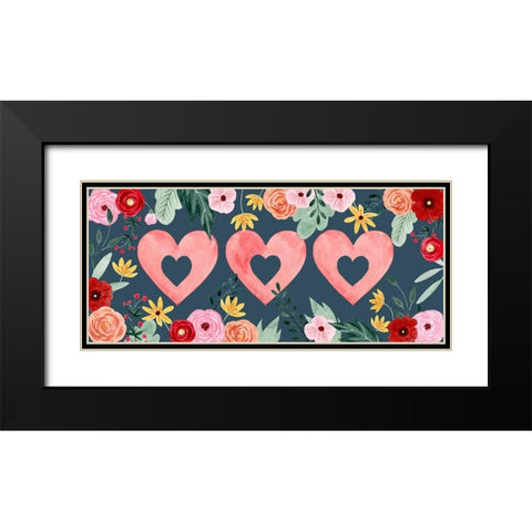 Sweet Hearts Collection D Black Modern Wood Framed Art Print with Double Matting by Popp, Grace