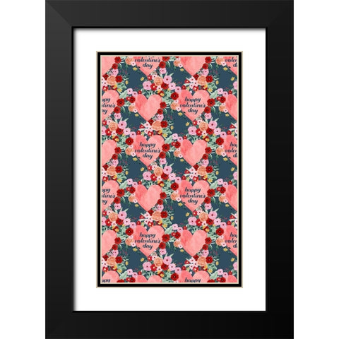 Sweet Hearts Collection E Black Modern Wood Framed Art Print with Double Matting by Popp, Grace