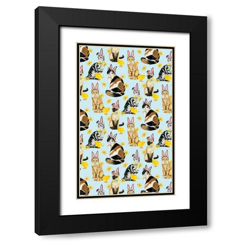 Easter Cats Collection E Black Modern Wood Framed Art Print with Double Matting by Popp, Grace
