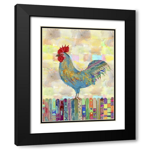 Rooster on a Fence II Black Modern Wood Framed Art Print with Double Matting by Blixt, Ingrid