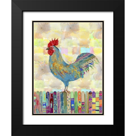 Rooster on a Fence II Black Modern Wood Framed Art Print with Double Matting by Blixt, Ingrid