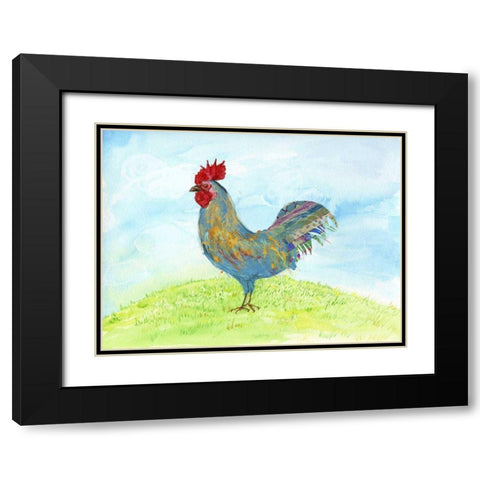 Meadow Rooster Black Modern Wood Framed Art Print with Double Matting by Blixt, Ingrid
