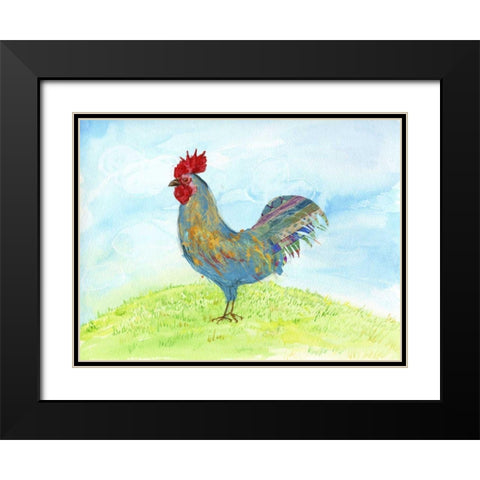 Meadow Rooster Black Modern Wood Framed Art Print with Double Matting by Blixt, Ingrid