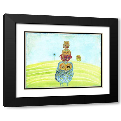 Owl Totem Black Modern Wood Framed Art Print with Double Matting by Blixt, Ingrid