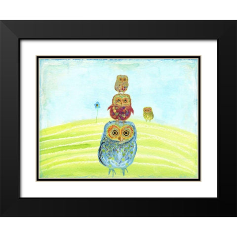 Owl Totem Black Modern Wood Framed Art Print with Double Matting by Blixt, Ingrid