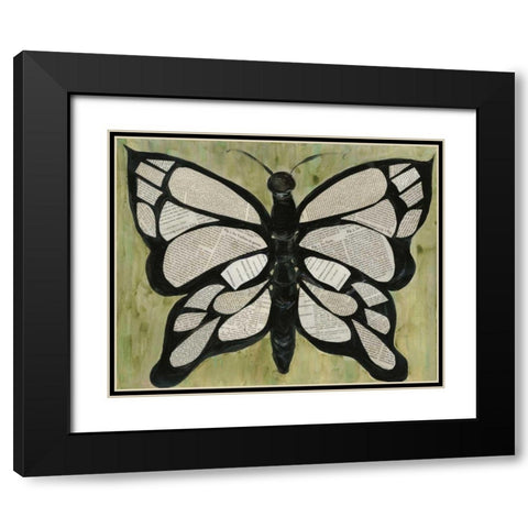 Butterfly Text Black Modern Wood Framed Art Print with Double Matting by Choate, Lisa