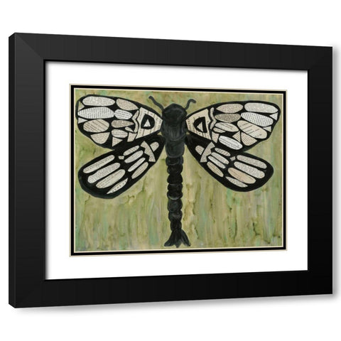 Dragonfly Text Black Modern Wood Framed Art Print with Double Matting by Choate, Lisa