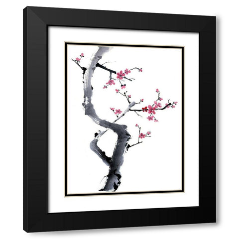 Plum Blossom Branch I Black Modern Wood Framed Art Print with Double Matting by Parker, Nan Rae