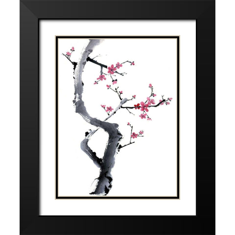Plum Blossom Branch I Black Modern Wood Framed Art Print with Double Matting by Parker, Nan Rae
