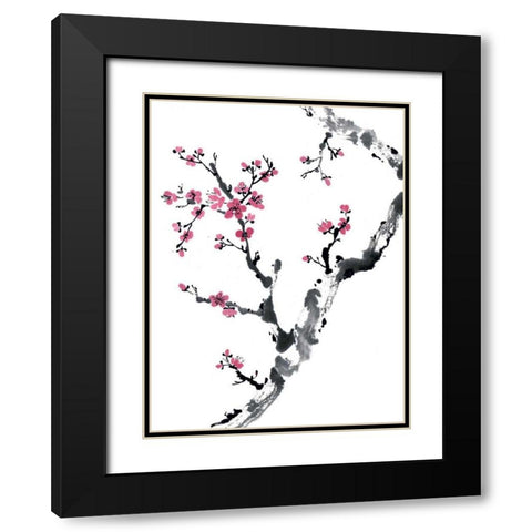 Plum Blossom Branch II Black Modern Wood Framed Art Print with Double Matting by Parker, Nan Rae