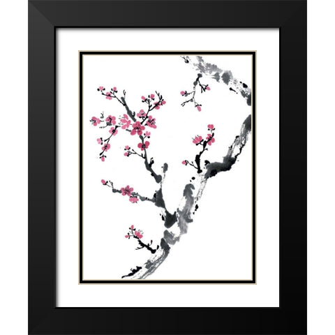 Plum Blossom Branch II Black Modern Wood Framed Art Print with Double Matting by Parker, Nan Rae