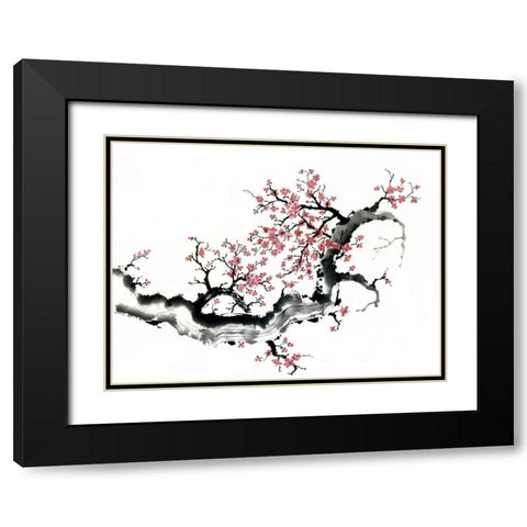 Plum Blossom Branch III Black Modern Wood Framed Art Print with Double Matting by Parker, Nan Rae