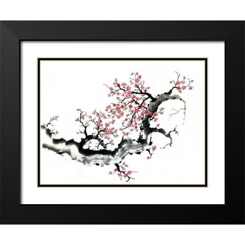 Plum Blossom Branch III Black Modern Wood Framed Art Print with Double Matting by Parker, Nan Rae