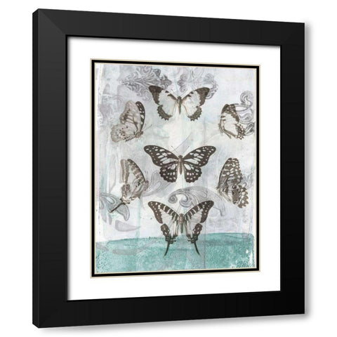 Butterflies and Filigree I Black Modern Wood Framed Art Print with Double Matting by Goldberger, Jennifer