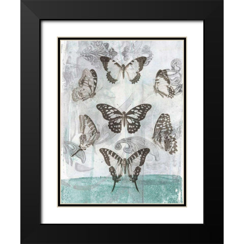 Butterflies and Filigree I Black Modern Wood Framed Art Print with Double Matting by Goldberger, Jennifer