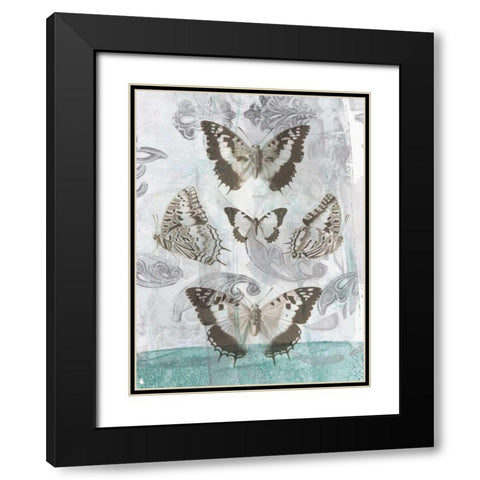 Butterflies and Filigree II Black Modern Wood Framed Art Print with Double Matting by Goldberger, Jennifer