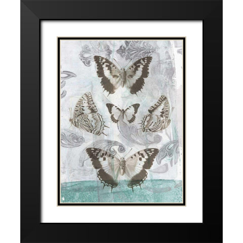 Butterflies and Filigree II Black Modern Wood Framed Art Print with Double Matting by Goldberger, Jennifer