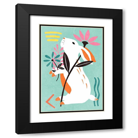 Easter Bunnies Collection B Black Modern Wood Framed Art Print with Double Matting by Wang, Melissa