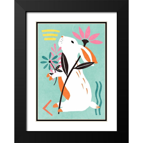 Easter Bunnies Collection B Black Modern Wood Framed Art Print with Double Matting by Wang, Melissa