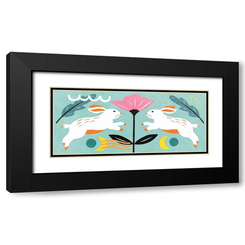 Easter Bunnies Collection D Black Modern Wood Framed Art Print with Double Matting by Wang, Melissa