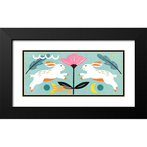 Easter Bunnies Collection D Black Modern Wood Framed Art Print with Double Matting by Wang, Melissa