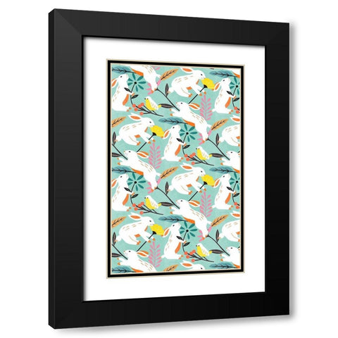 Easter Bunnies Collection E Black Modern Wood Framed Art Print with Double Matting by Wang, Melissa
