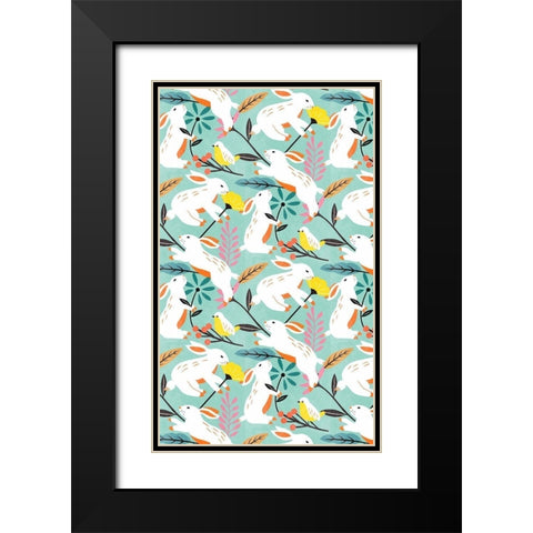 Easter Bunnies Collection E Black Modern Wood Framed Art Print with Double Matting by Wang, Melissa