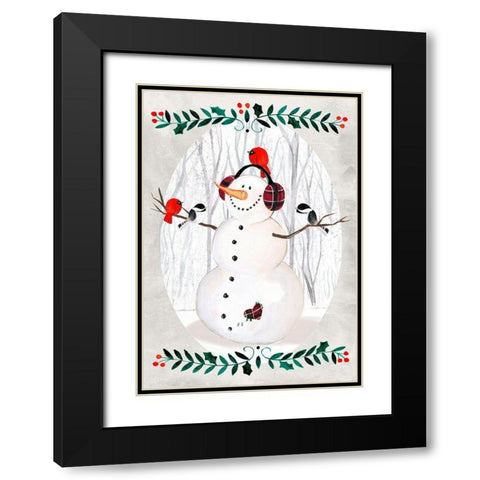Folk Snowman Forest Collection B Black Modern Wood Framed Art Print with Double Matting by Parker, Jennifer Paxton