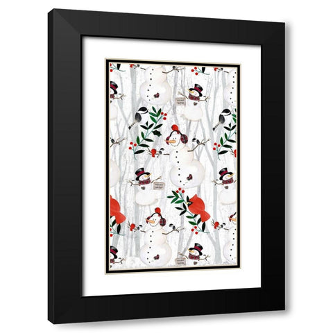 Folk Snowman Forest Collection E Black Modern Wood Framed Art Print with Double Matting by Parker, Jennifer Paxton