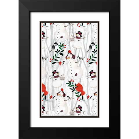 Folk Snowman Forest Collection E Black Modern Wood Framed Art Print with Double Matting by Parker, Jennifer Paxton