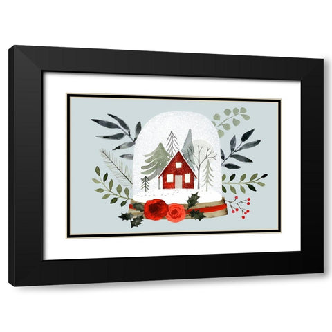 Snow Globe Village Collection A Black Modern Wood Framed Art Print with Double Matting by Barnes, Victoria