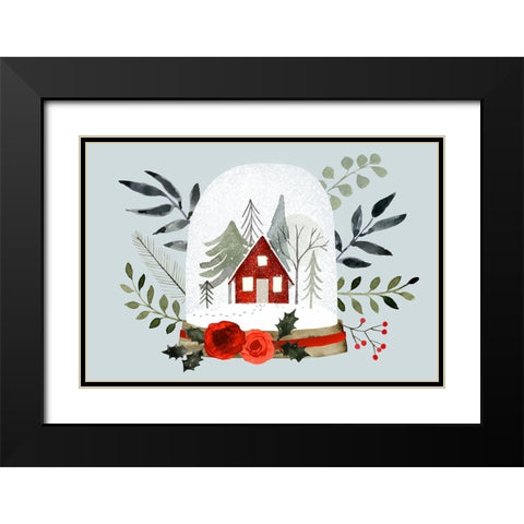 Snow Globe Village Collection A Black Modern Wood Framed Art Print with Double Matting by Barnes, Victoria