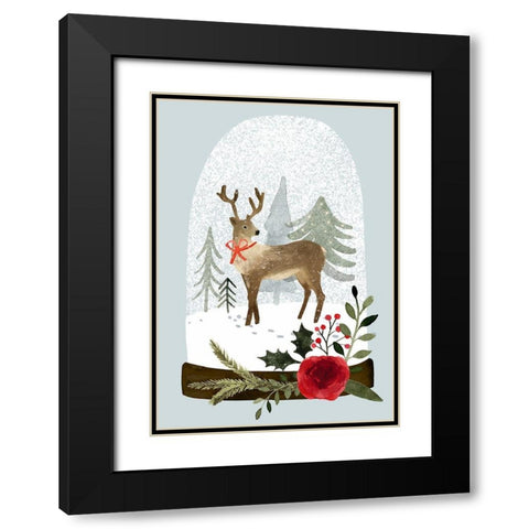 Snow Globe Village Collection B Black Modern Wood Framed Art Print with Double Matting by Barnes, Victoria