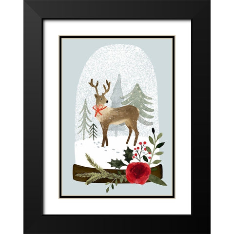 Snow Globe Village Collection B Black Modern Wood Framed Art Print with Double Matting by Barnes, Victoria