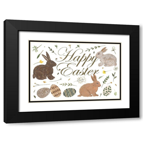 Happy Bunny Day Collection A Black Modern Wood Framed Art Print with Double Matting by Wang, Melissa